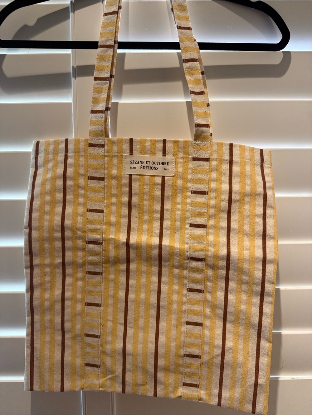 Sezane Yellow & Brown Striped Canvas Tote